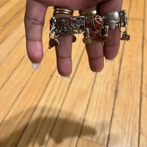 basketball mom charm bracelet Stretchy Dangling Charms Chunky Silver Multi Color - Picture 4 of 6